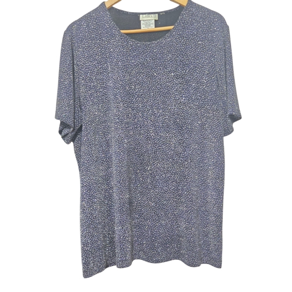 Laura Vintage Metallic Sparkly Stretchy Top. Size 1X
